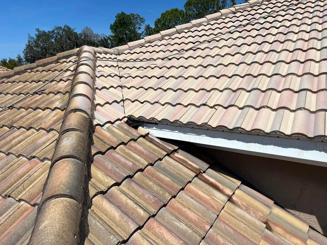 Clean tile roof after soft washing